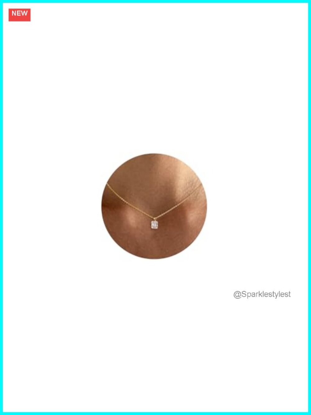 14k Gold Plated Pendant Necklace CZ Bezel Set 17in Chain Choker